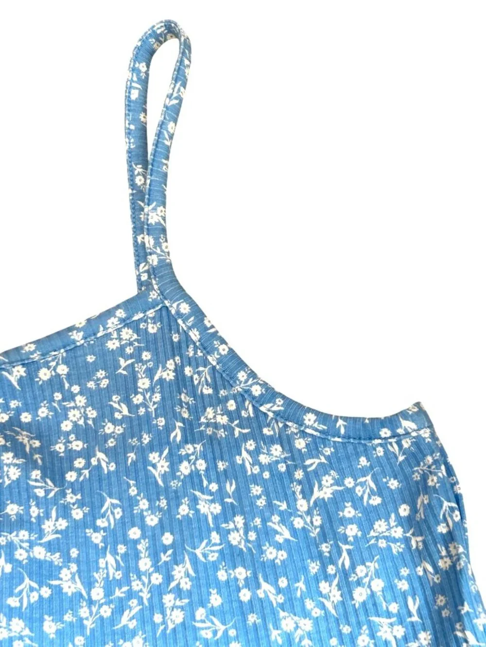 Old Navy Girls’ Sundress XL Blue White Floral Spaghetti Straps Peasant Ruffle